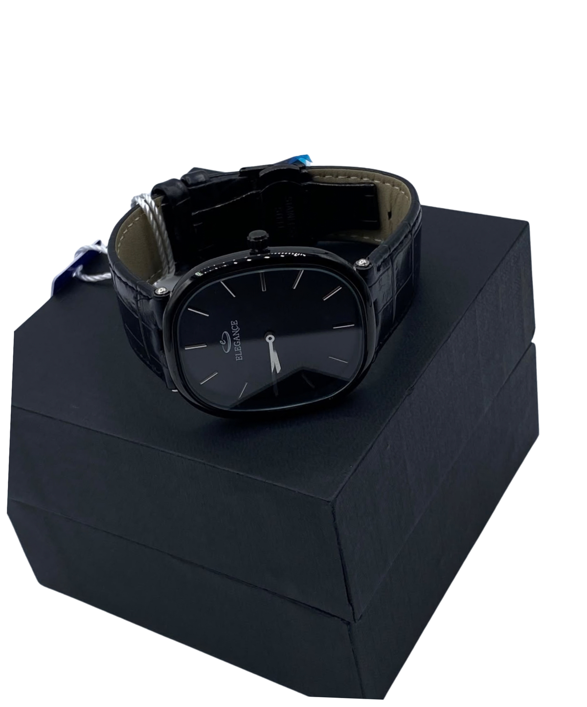 ELEGANCE Luxury Black Watch for Men – Classic Leather Strap Wristwatch