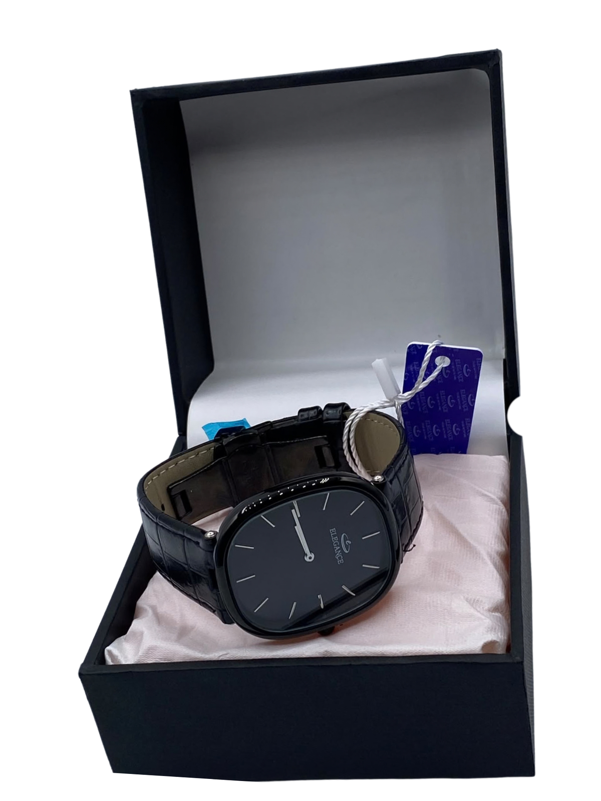 ELEGANCE Luxury Black Watch for Men – Classic Leather Strap Wristwatch