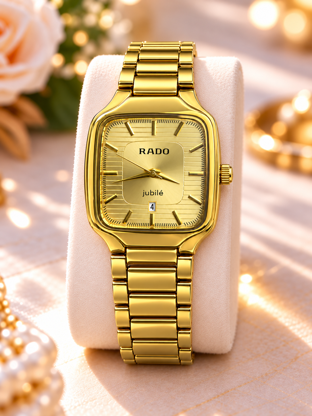 Shery Classic Square Gold Watch for Men – Date Display