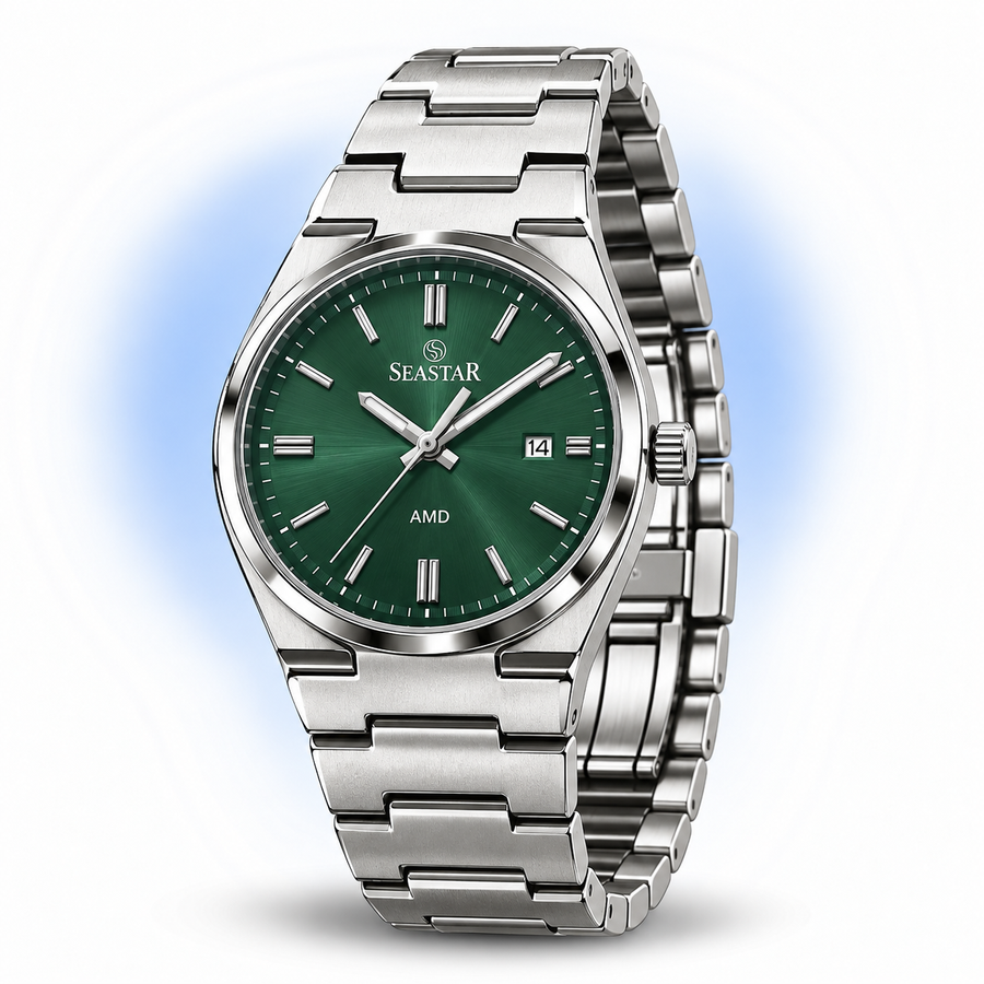 Luxury Green Dial Stainless Steel Men’s Watch – Elegant Classic Wristwatch