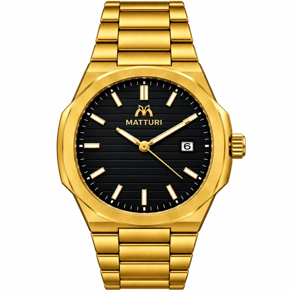Luxury Gold Stainless Steel Men’s Watch – Black Dial Elegant Fashion Wristwatch