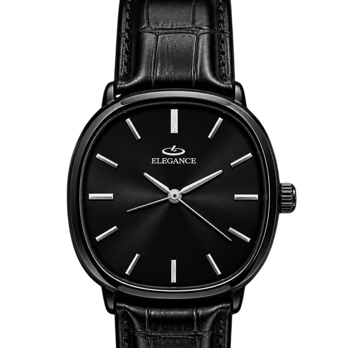 ELEGANCE Luxury Black Watch for Men – Classic Leather Strap Wristwatch